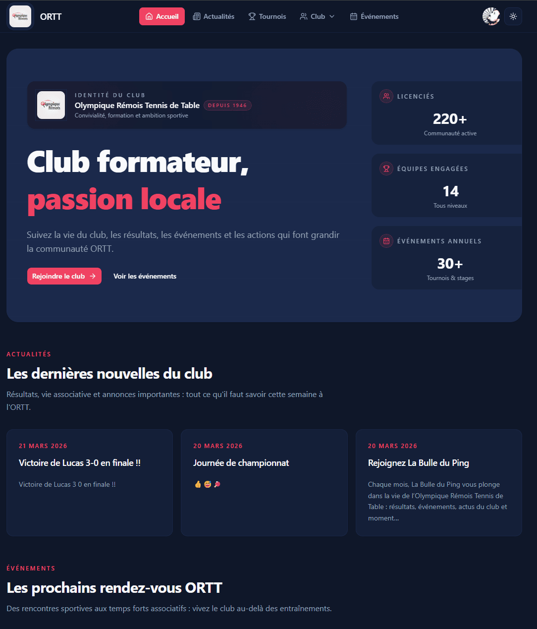 Aperçu du projet Olympique Remois TT